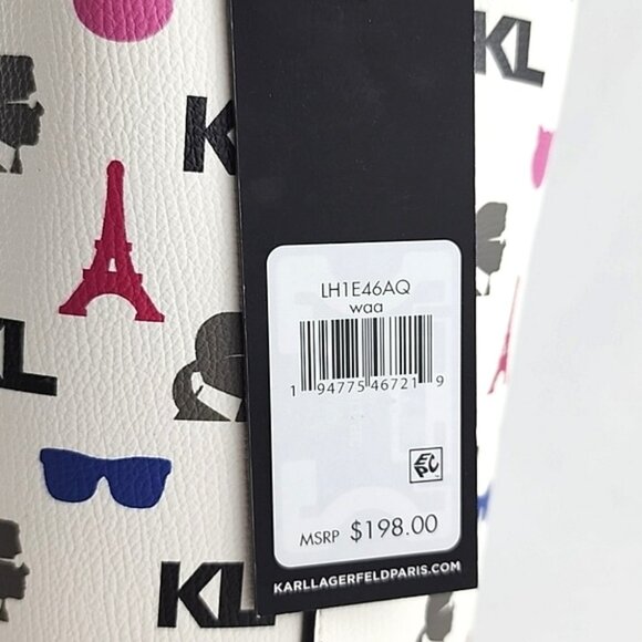 Karl Lagerfeld Paris Crossbody Bucket Bag White Pink - Picture 10 of 16